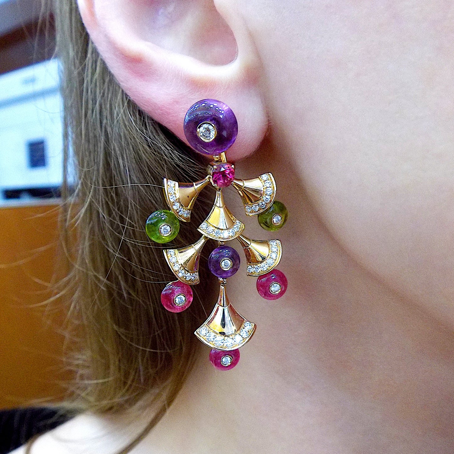 Bulgari Amethyst Tourmaline Peridot And Diamond ‘Divas’ Dream’ Earrings