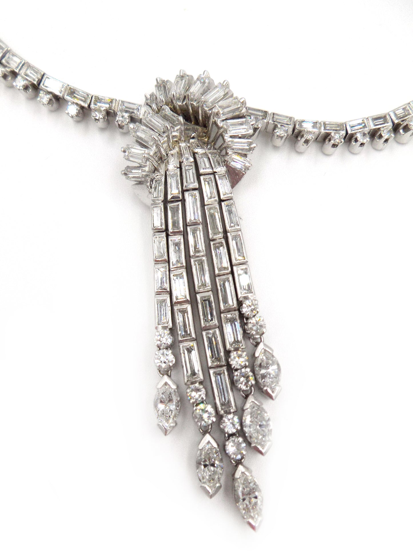 Vintage Platinum Diamond Knot Necklace