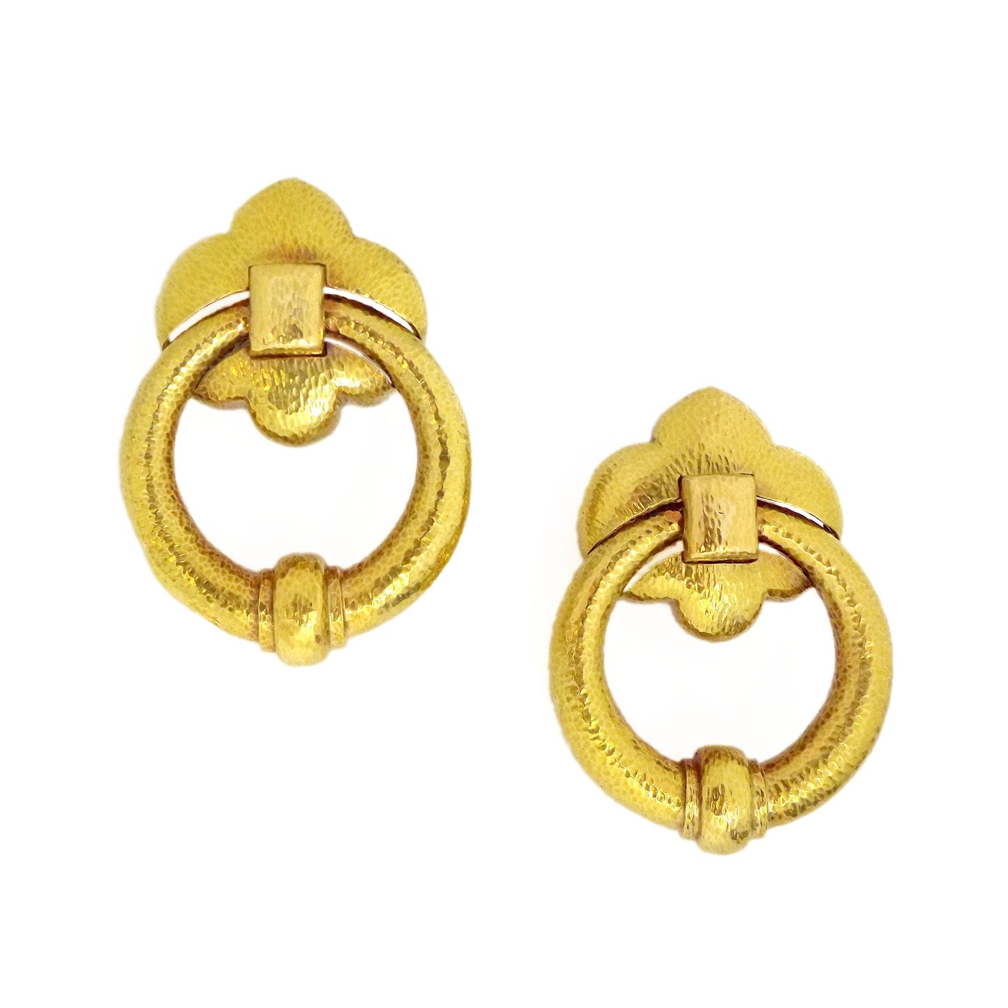 David Webb 18K Yellow Gold Hoop Door-Knocker Earrings