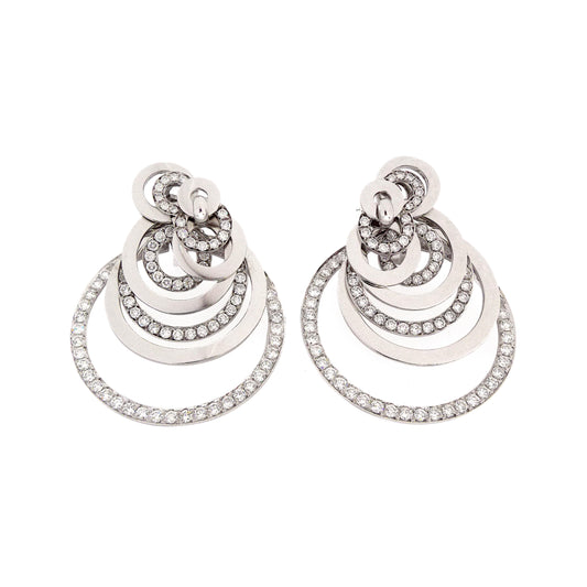 De Grisogono 18K White Gold Diamond Day-Night Pendant Earrings