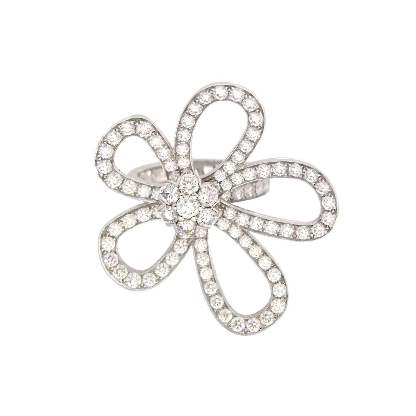 Van Cleef & Arpels Diamond 18K White Gold 'Flowerlace' Ring