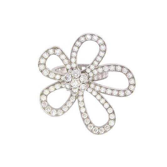 Van Cleef & Arpels 18K White Gold Diamond 'Flower Lace' Ring