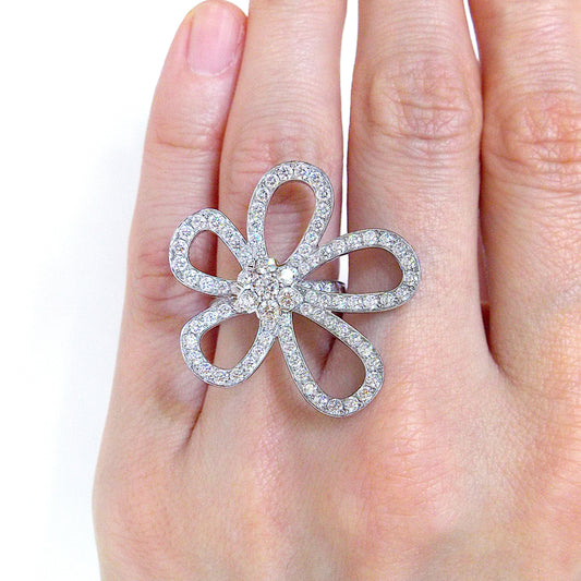 Van Cleef & Arpels Diamond 18K White Gold 'Flowerlace' Ring