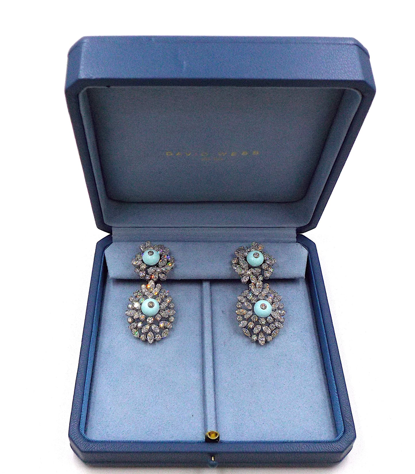 David Webb Turquoise Diamond Day-Night Earrings