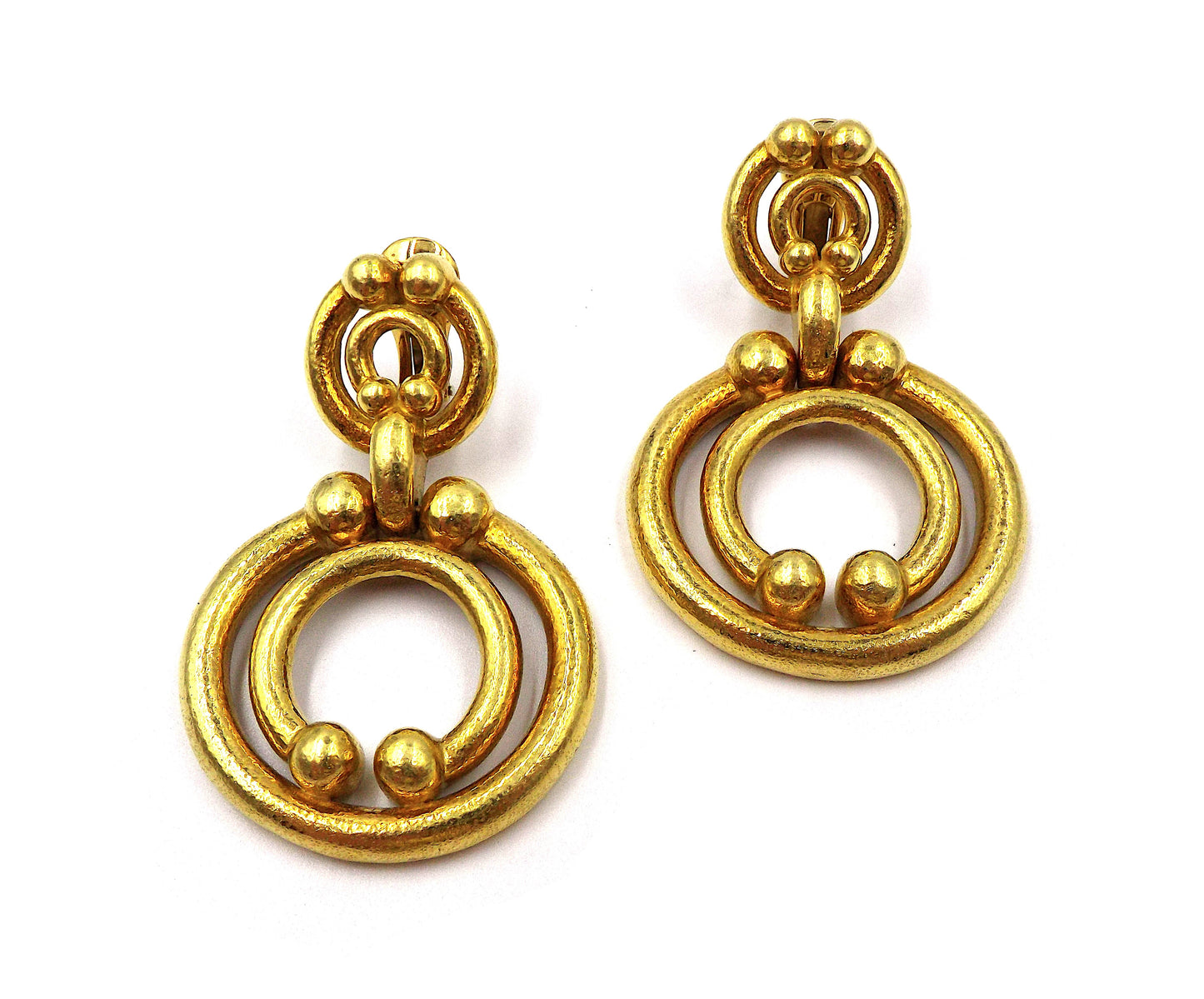 David Webb 18K Yellow Gold Scroll Pendant Earrings