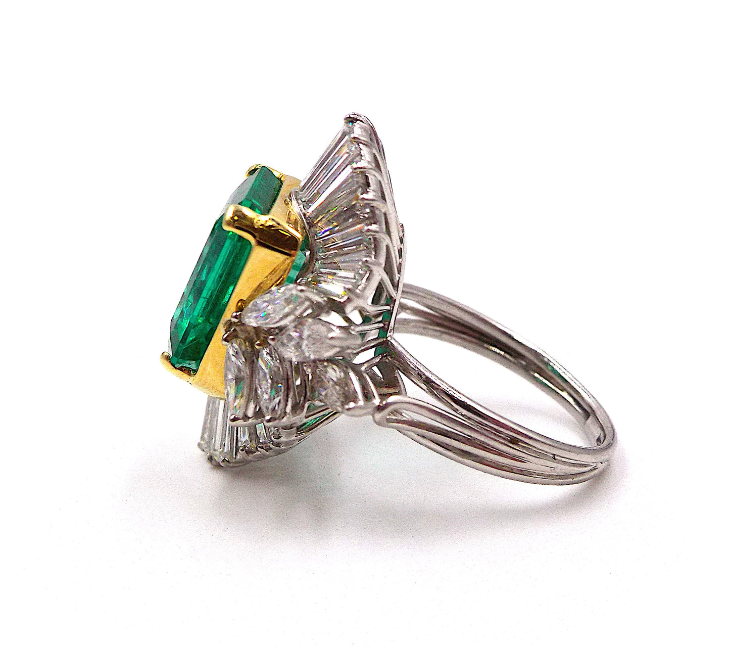 Platinum Emerald and Diamond Ring