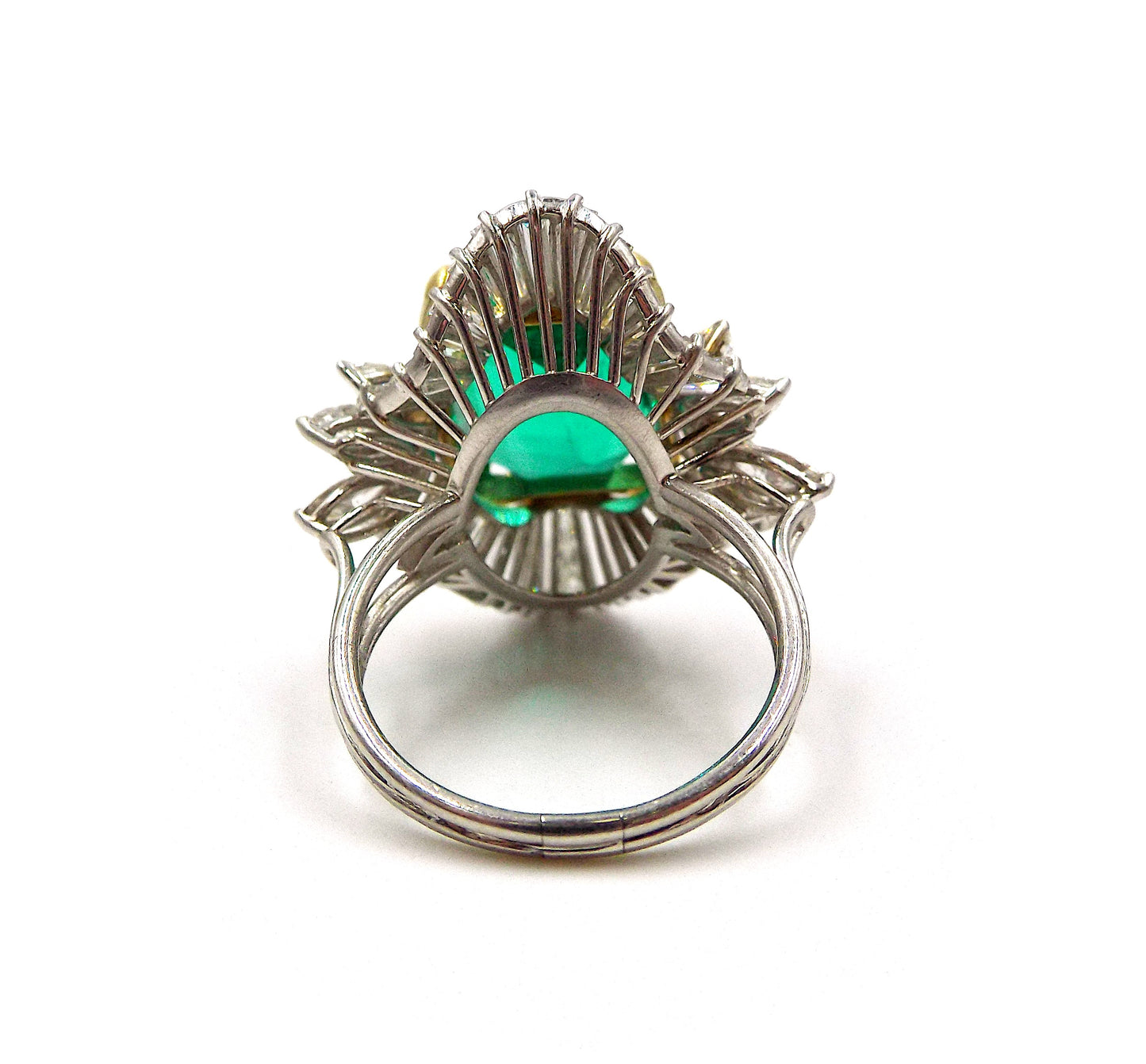 Platinum Emerald and Diamond Ring