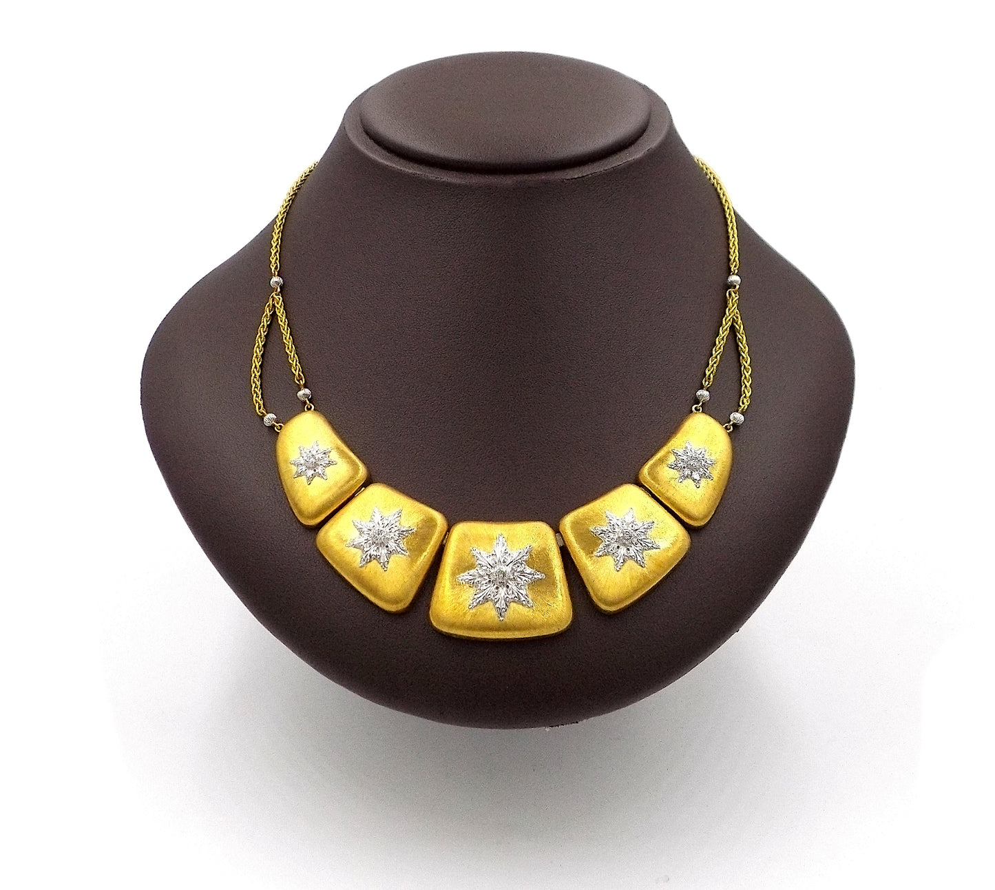 Buccellati Two-Color Gold Necklace and Pair of Earclips