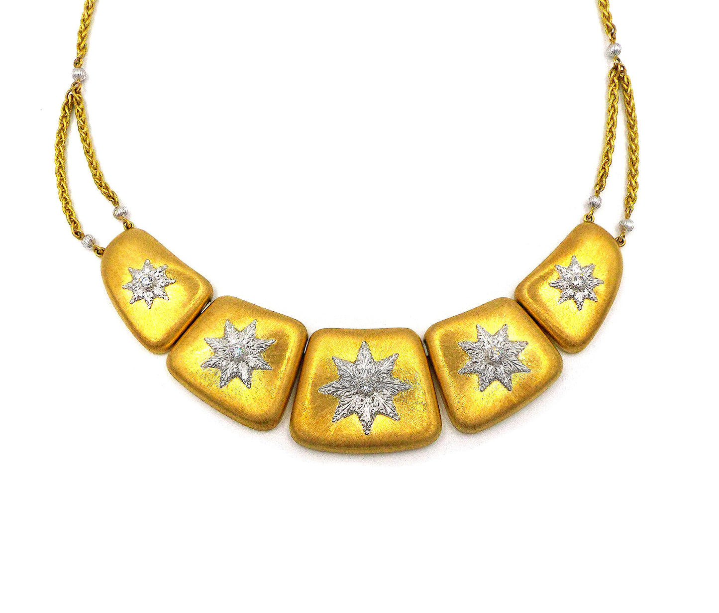 Buccellati Two-Color Gold Necklace and Pair of Earclips