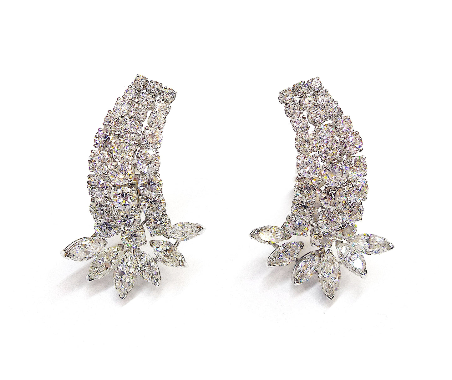 David Webb Platinum Diamond Earclimber Earrings