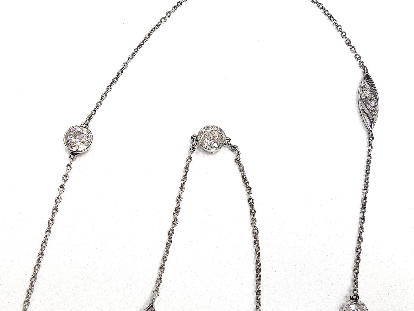 Platinum Diamond Long Chain Necklace