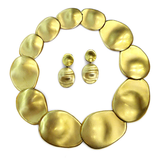 18K GOLD NECKLACE AND EARCLIP SET