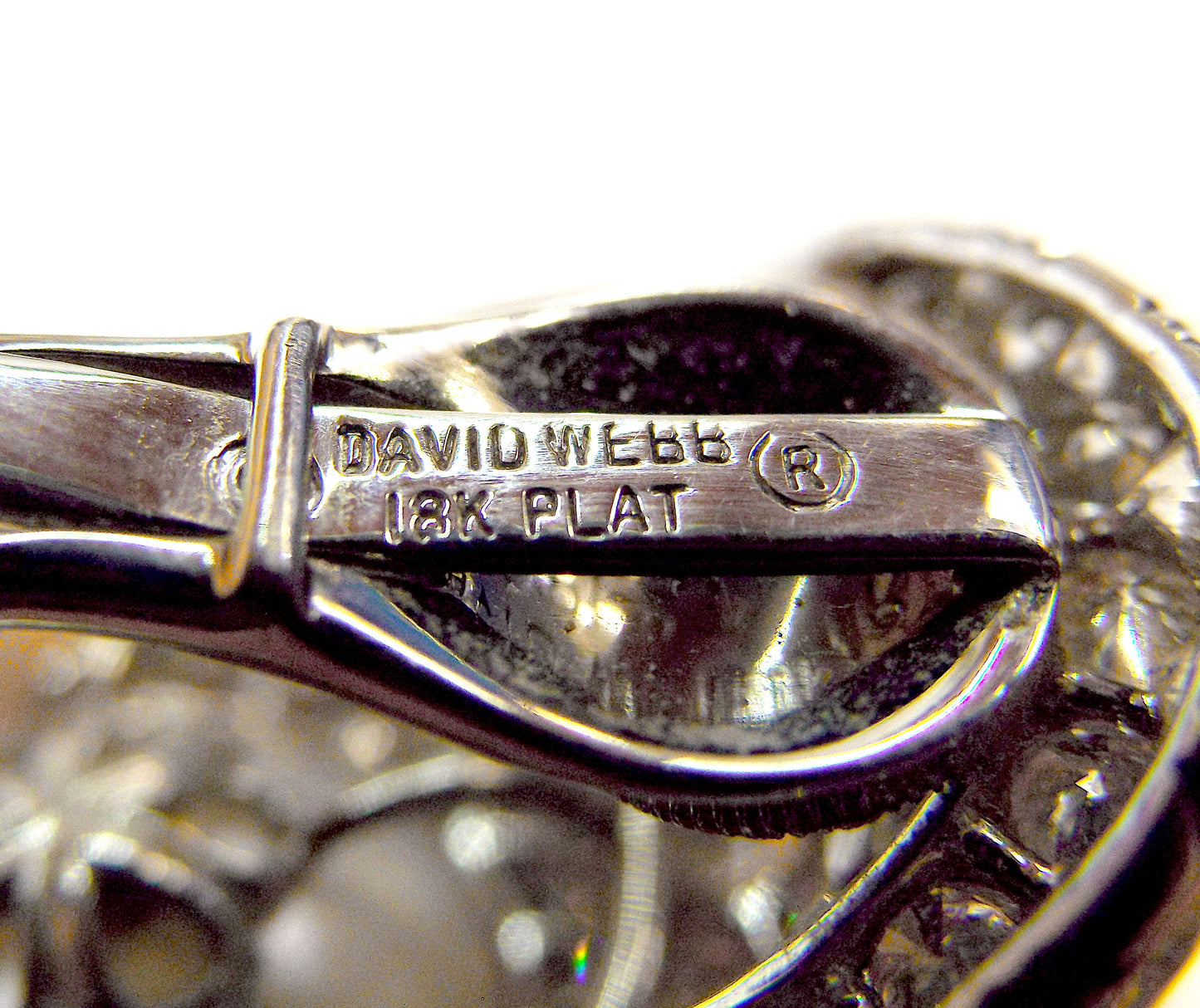 David Webb 18K Gold Platinum Pearl Diamond Earclips