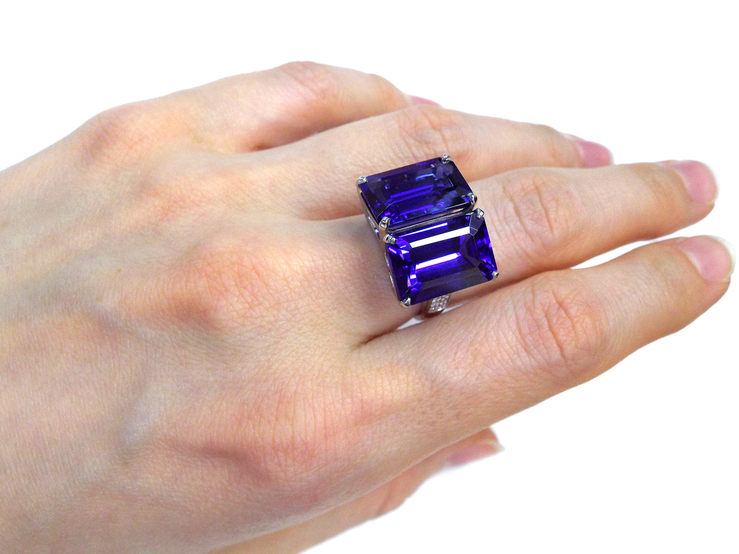 Twin-Stone Tanzanite Diamond Ring