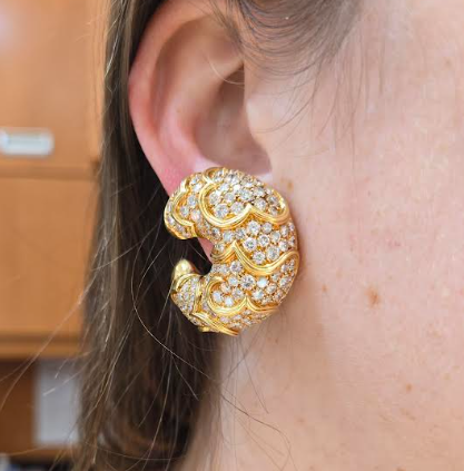Marina B 18K Gold Diamond 'Onda' Earclip Earrings