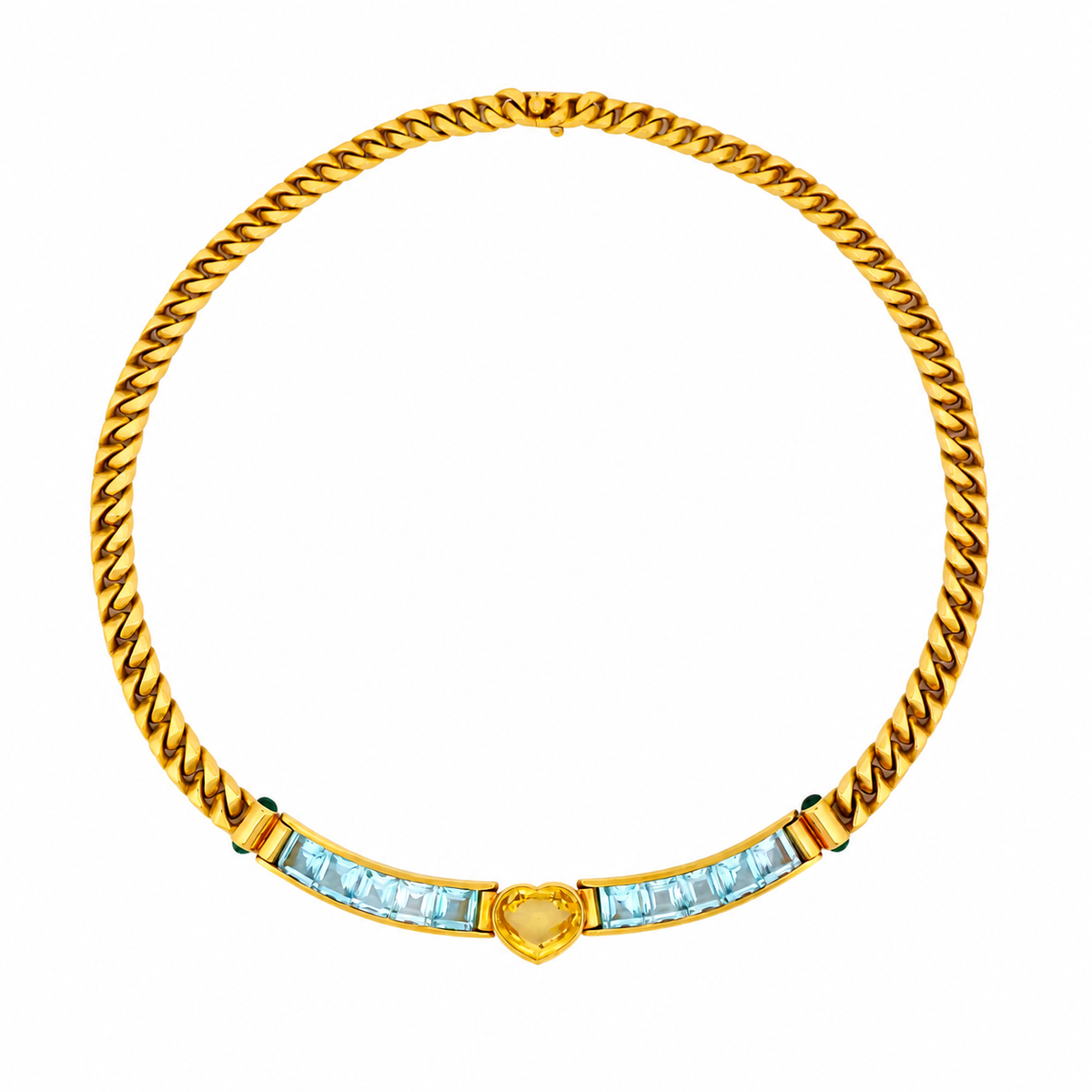 Bulgari 18K Aquamarine and Yellow Sapphire Necklace