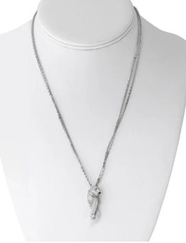 Cartier 18K Double Chain Panthère Pendant Necklace