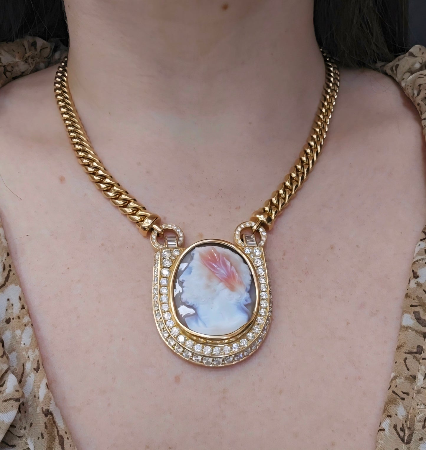 Bulgari 18K Cameo Chain Necklace