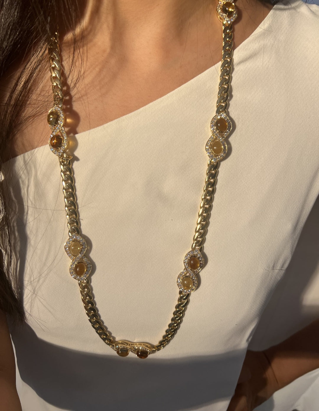 Bulgari 18K 'Toi et Moi' Sautoir Citrine Diamond Chain Necklace