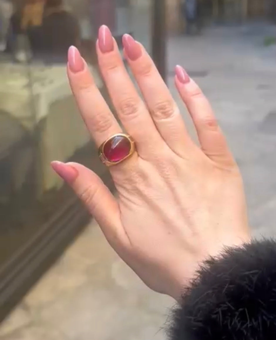 Bulgari 18K Rubellite Diamond Ring