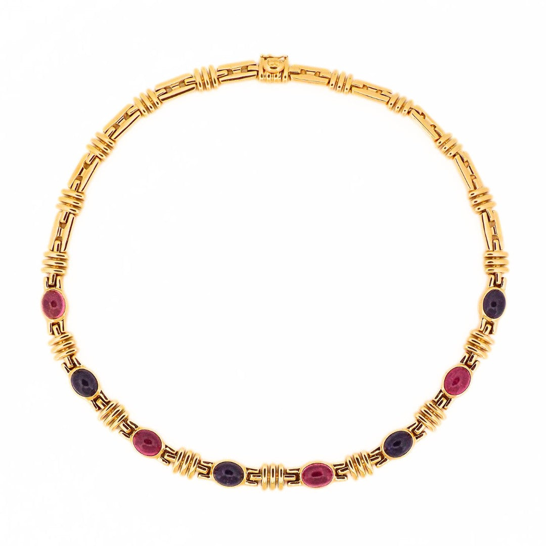 Bulgari 18K Sapphire Pink Tourmaline Chain Necklace