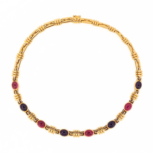 Bulgari 18K Sapphire Pink Tourmaline Chain Necklace