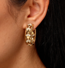 Cartier 18K Gold Diamond Hoop Earrings, France